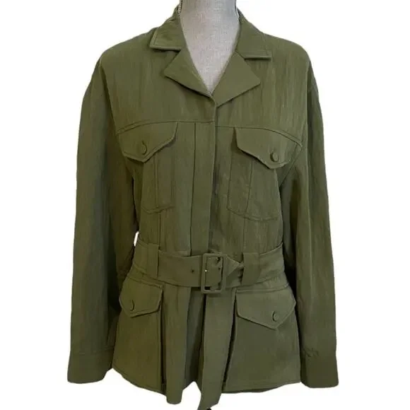 INTERMIX Utility jacket belted green size 14 - Picture 4 of 9